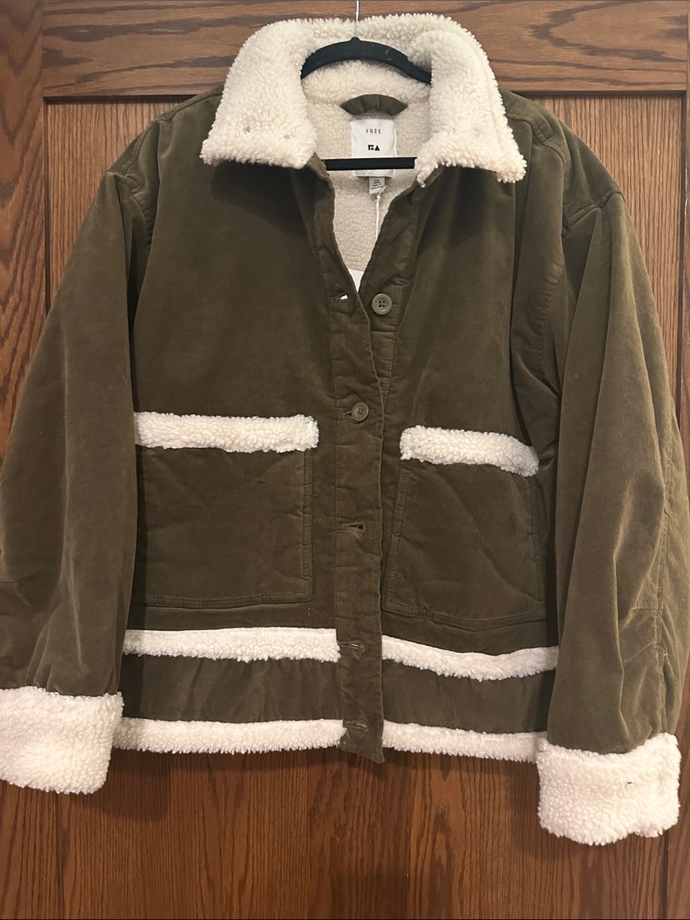 Free Assembly Olive Green Sherpa-Lined Jacket